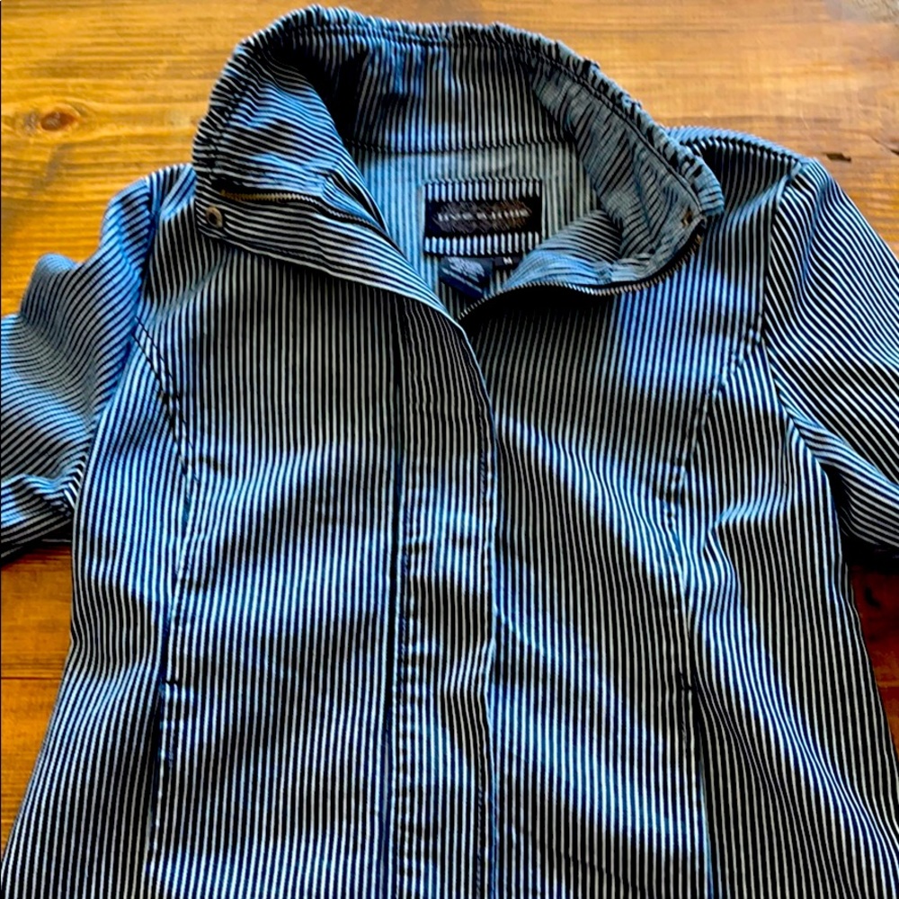 Live a Little Full Zip Pinstripe Cotton jacket.Med